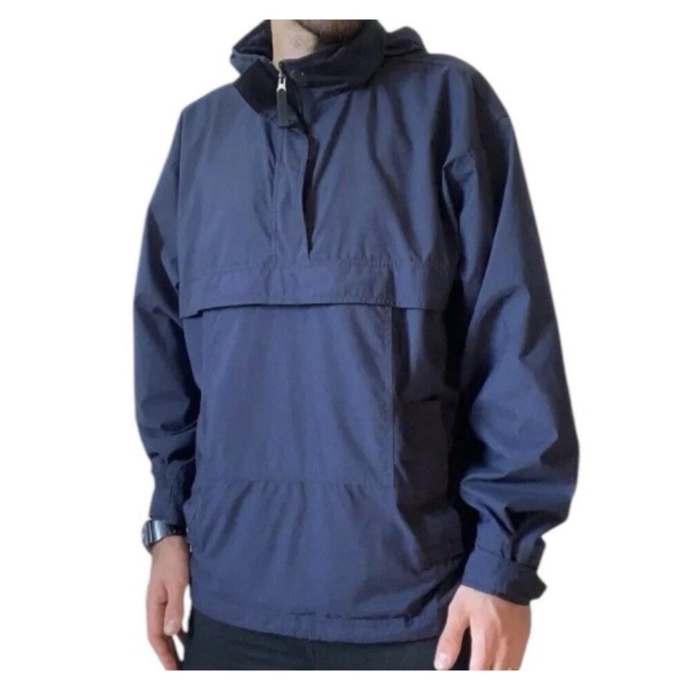 GAP Factory Hooded Pullover Anorak Jacket XS Navy Half Zip Mesh Lined